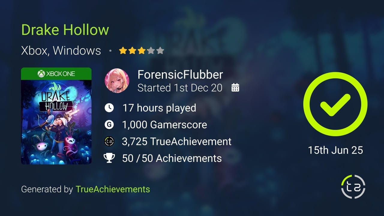 Drake Hollow achievement summary